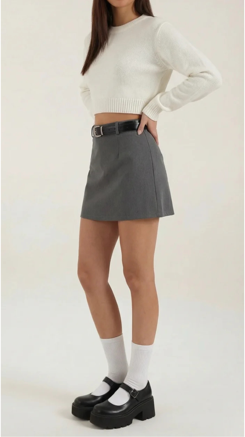 Michele Belted High Waist Mini Skirt