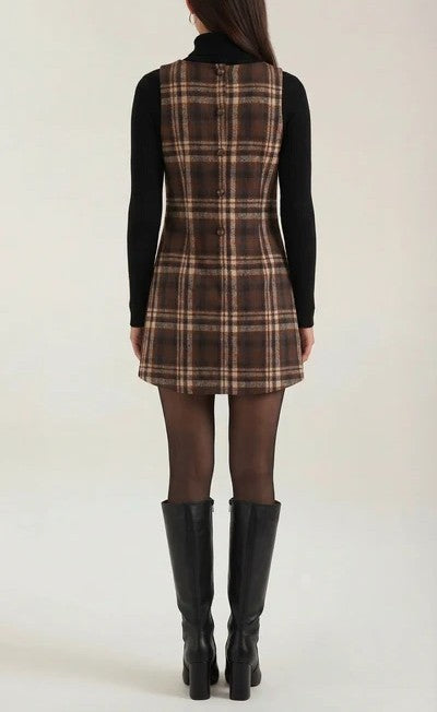 Annette Plaid A-Line Mini Dress