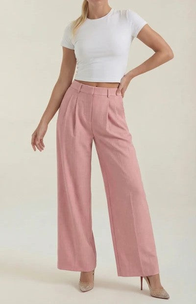 Courtney Pleated High-Rise Wide Leg Pants