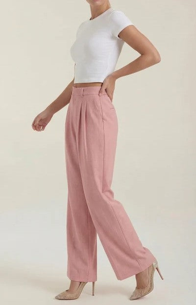 Courtney Pleated High-Rise Wide Leg Pants