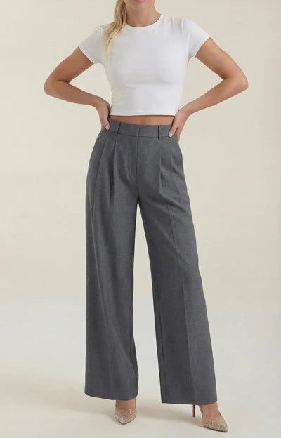 Courtney Pleated High-Rise Wide Leg Pants