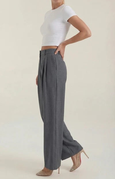 Courtney Pleated High-Rise Wide Leg Pants