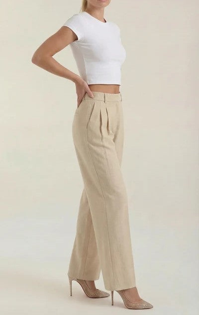 Courtney Pleated High-Rise Wide Leg Pants