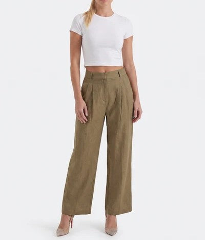 Courtney Pleated High-Rise Wide Leg Pants