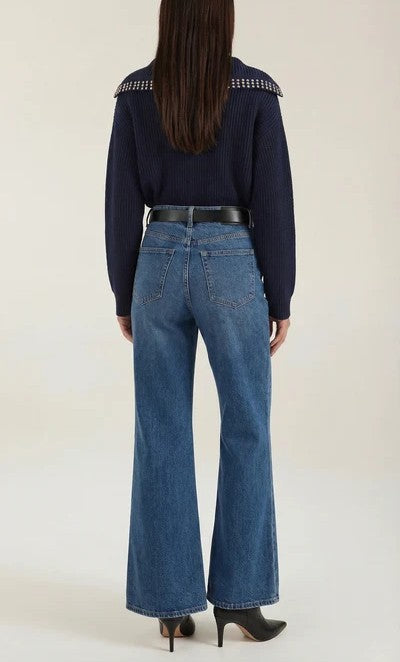 Darlene Studded Collar Wool Sweater