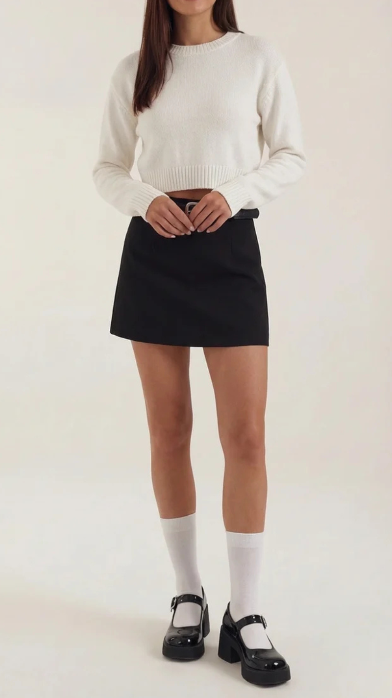 Michele Belted High Waist Mini Skirt