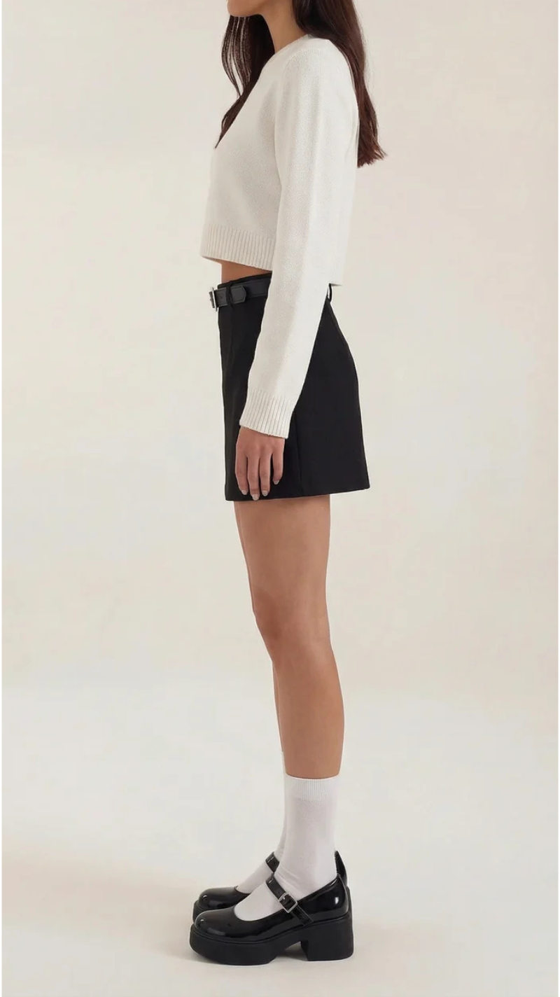 Michele Belted High Waist Mini Skirt