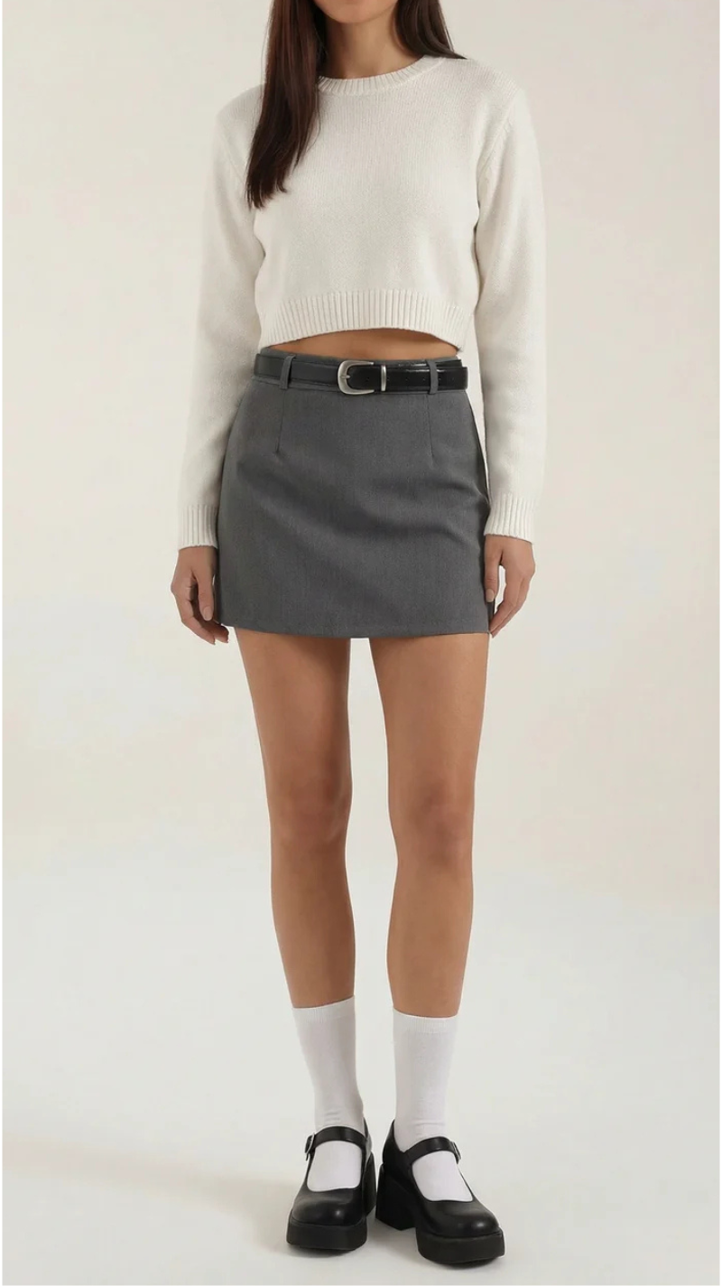 Michele Belted High Waist Mini Skirt