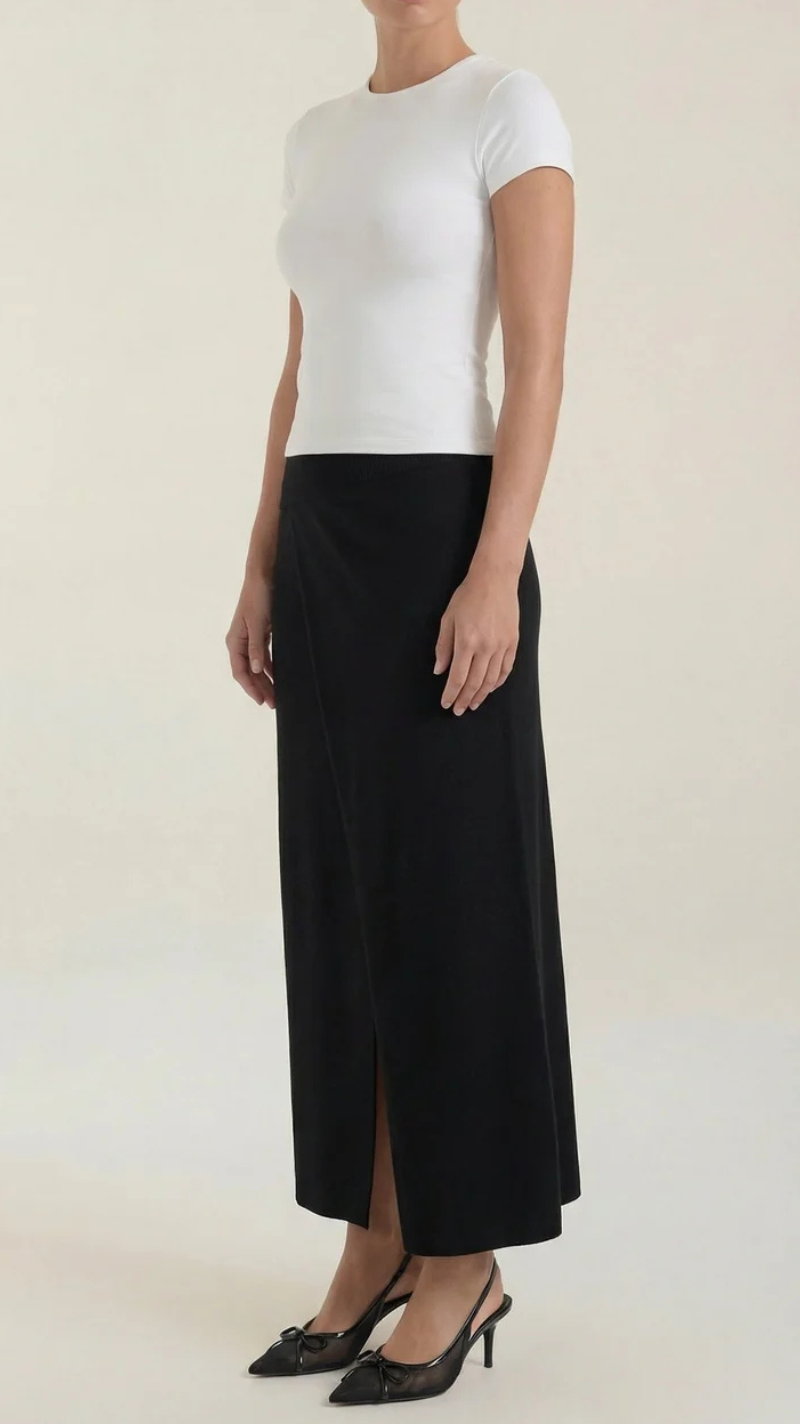 Gwendolyn Knit Wrap Midi Skirt