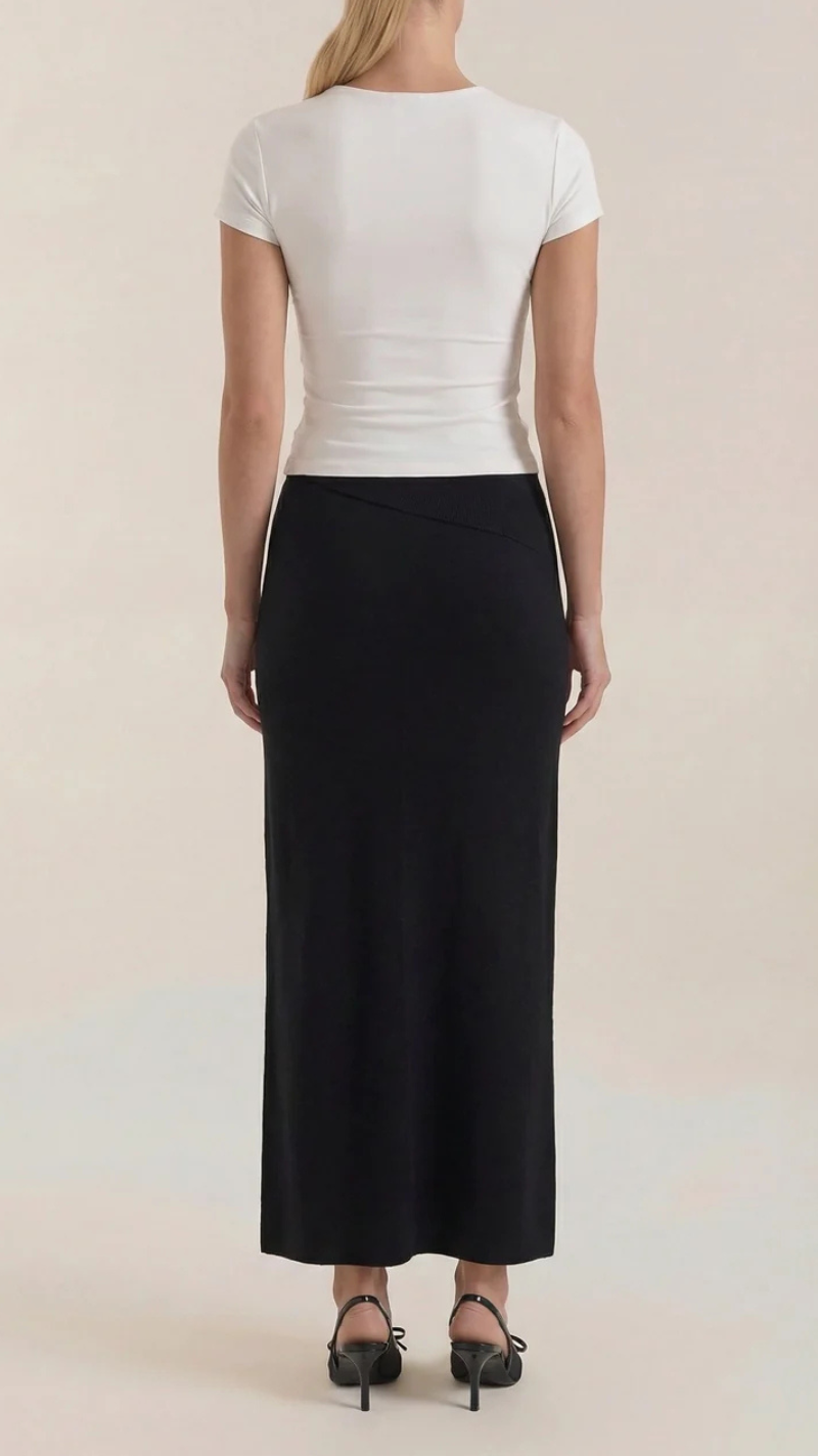 Gwendolyn Knit Wrap Midi Skirt