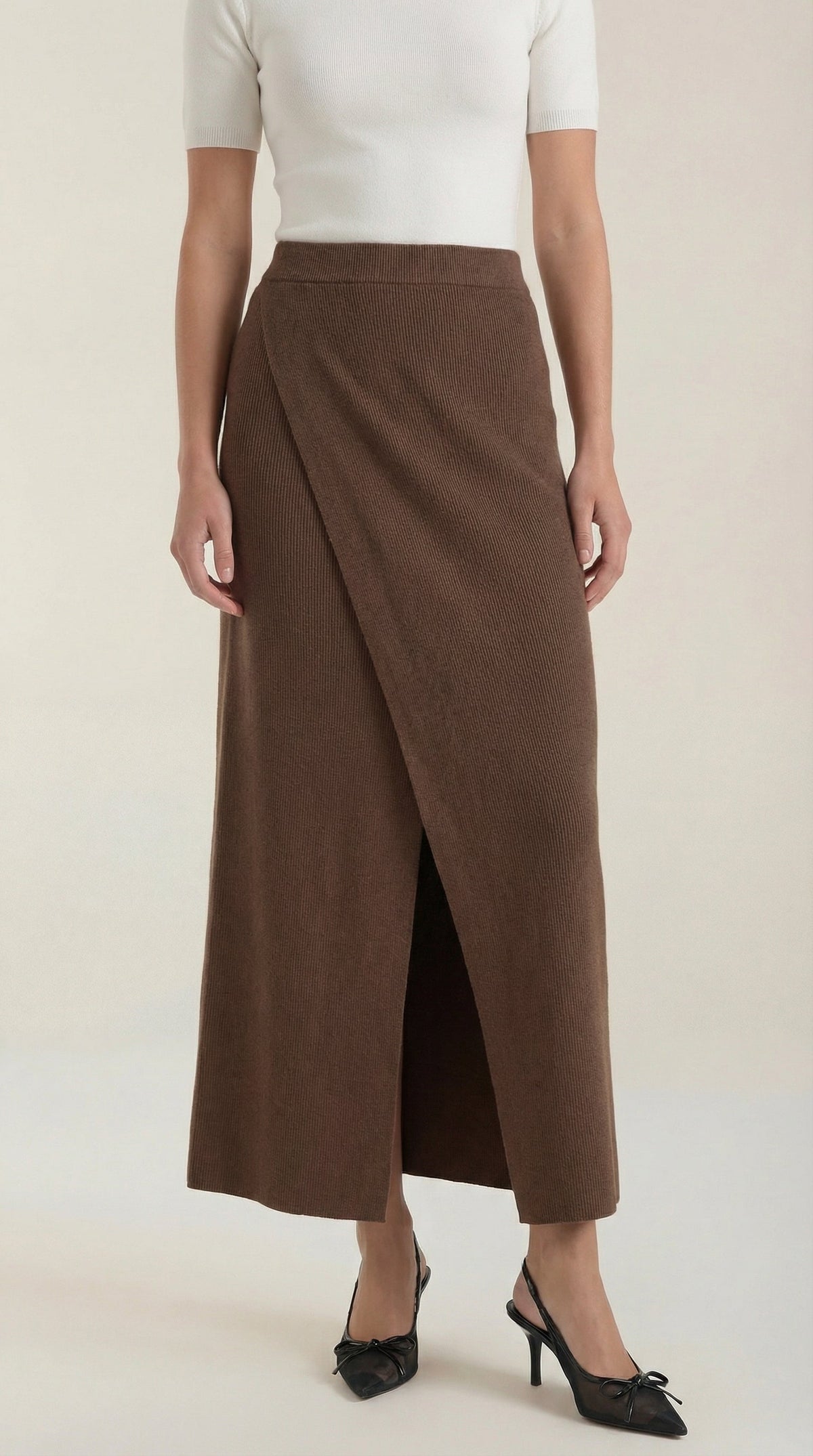 Gwendolyn Knit Wrap Midi Skirt