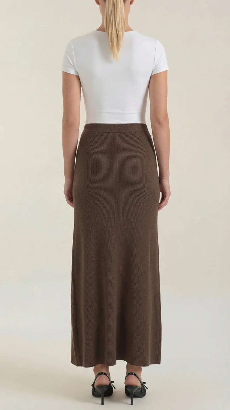 Gwendolyn Knit Wrap Midi Skirt