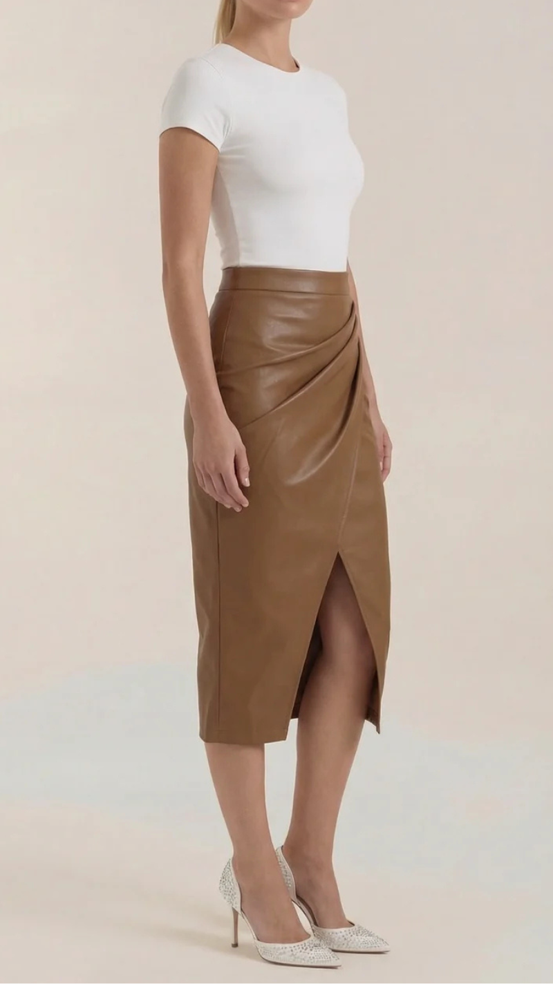 Natalie Draped Midi Skirt
