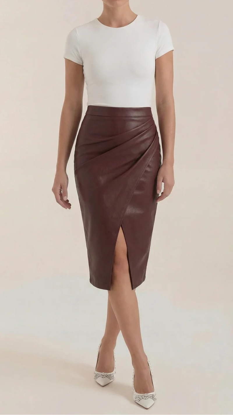 Natalie Draped Midi Skirt