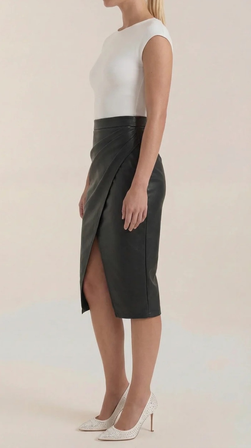 Natalie Draped Midi Skirt