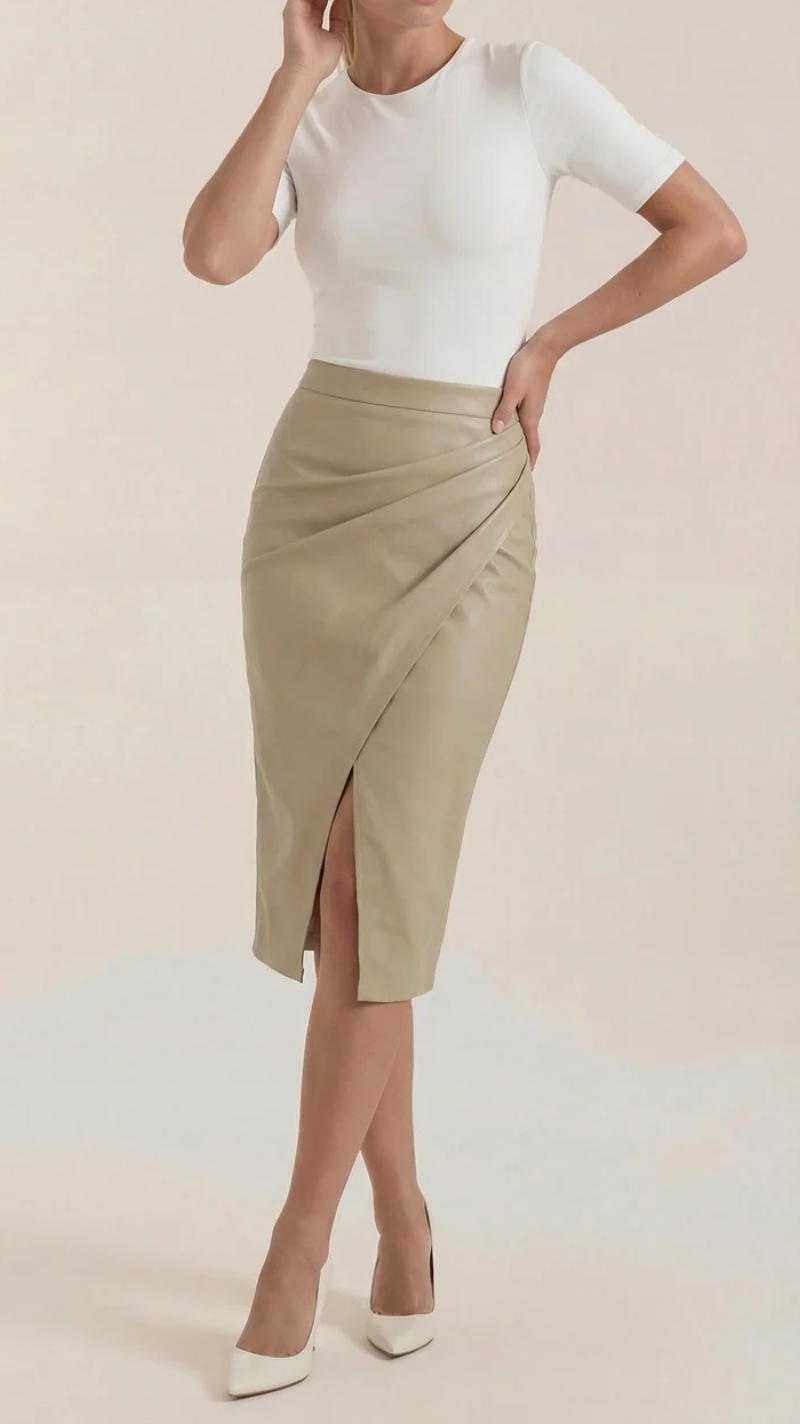Natalie Draped Midi Skirt